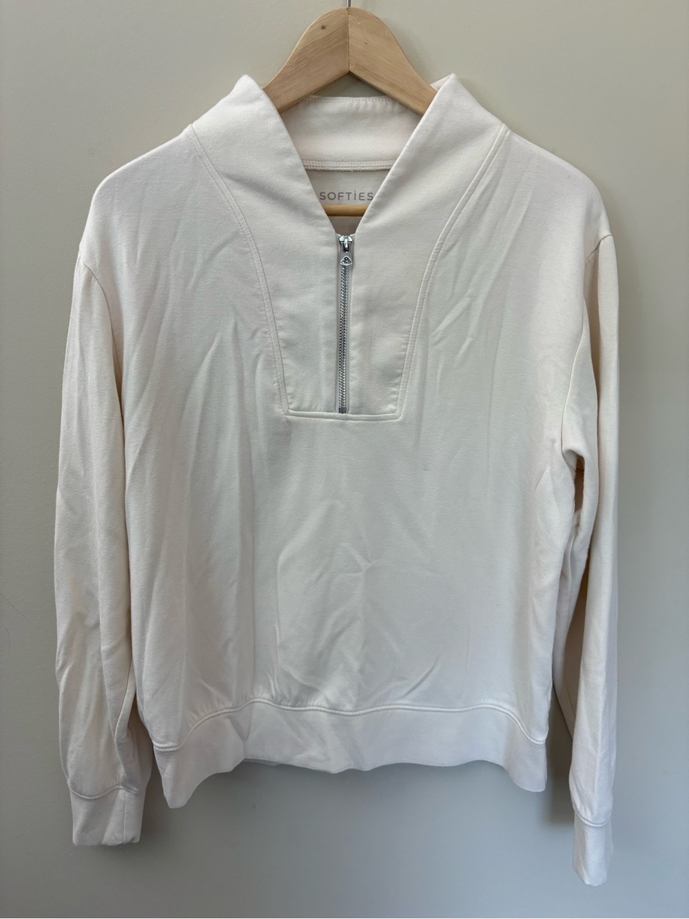 Softies Off White 1/4 Zip Pullover Size Medium